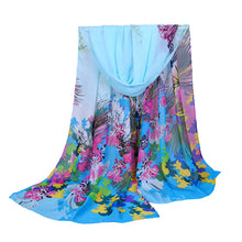 New Women Chiffon Scarf Contrast Leaves Print Long Shawlcolorful Fashion Pashmina Wrap