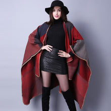 Vintage Women Poncho Blanket Cape Plaid Ladies Knitted Shawl Echarpe Ladies Cashmere Scarf India Oversized Coat
