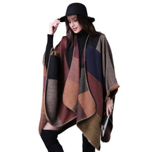 Vintage Women Poncho Blanket Cape Plaid Ladies Knitted Shawl Echarpe Ladies Cashmere Scarf India Oversized Coat