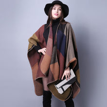 Vintage Women Poncho Blanket Cape Plaid Ladies Knitted Shawl Echarpe Ladies Cashmere Scarf India Oversized Coat