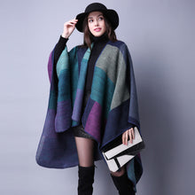 Vintage Women Poncho Blanket Cape Plaid Ladies Knitted Shawl Echarpe Ladies Cashmere Scarf India Oversized Coat