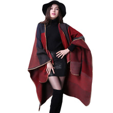 Vintage Women Poncho Blanket Cape Plaid Ladies Knitted Shawl Echarpe Ladies Cashmere Scarf India Oversized Coat