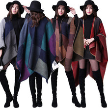 Vintage Women Poncho Blanket Cape Plaid Ladies Knitted Shawl Echarpe Ladies Cashmere Scarf India Oversized Coat
