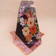 Women Square Satin Kerchief Contrast Ethnic Headband Vintage Shawl Thin Pashmina Bufandas Mujer Shawls and Scarves