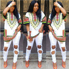 Women African Festival Dashiki Shirt Kaftan Boho Hippe Gypsy Festival Tops Party Dress LY3