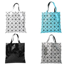 Women Fashion Shoulder Bag Geometric Plaid Foldable Bag Adjustable Handle Casual Tote Bag Grey/White/Black Folding Bags