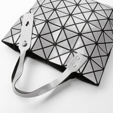 Women Fashion Shoulder Bag Geometric Plaid Foldable Bag Adjustable Handle Casual Tote Bag Grey/White/Black Folding Bags