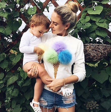 Women Faux fur ball Sweatshirt Pullover 3D Ice Cream Pom Pom Feather Felpe Donna Sudaderas Mujer s m l 6 Colors