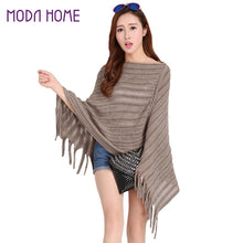 Women Ladies Cape Coat Poncho Knit Oblique Tassels Echarpe Women Warm Pashmina Spain Design Pullover Scarves Wraps