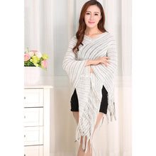 Women Ladies Cape Coat Poncho Knit Oblique Tassels Echarpe Women Warm Pashmina Spain Design Pullover Scarves Wraps