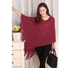 Women Ladies Cape Coat Poncho Knit Oblique Tassels Echarpe Women Warm Pashmina Spain Design Pullover Scarves Wraps
