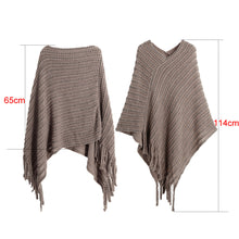 Women Ladies Cape Coat Poncho Knit Oblique Tassels Echarpe Women Warm Pashmina Spain Design Pullover Scarves Wraps