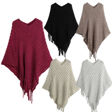 Women Ladies Cape Coat Poncho Knit Oblique Tassels Echarpe Women Warm Pashmina Spain Design Pullover Scarves Wraps