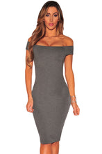 Women Off The Shoulder Dress Runway Charcoal Crisscross Back Short Sleeve Slim Bodycon Dress Sexy Club Vestidos
