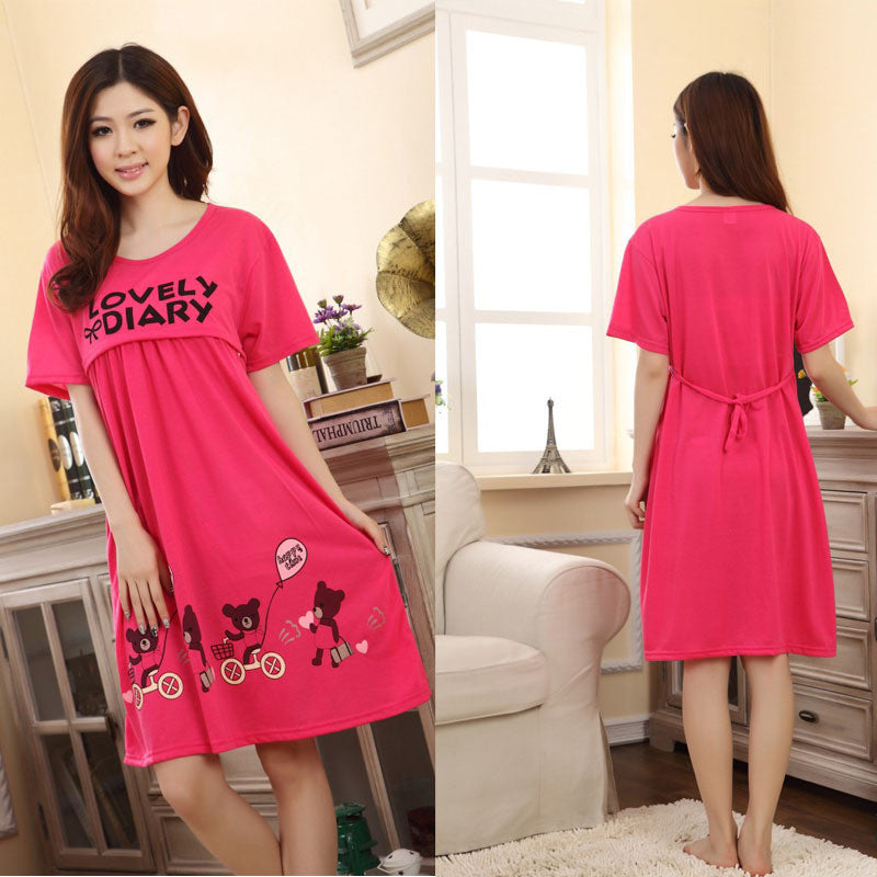 Women Pregnant Large Bear Lactation Nursing Clothes Maternity Dress Letters Print Cotton Sleepwear mujeres dormir