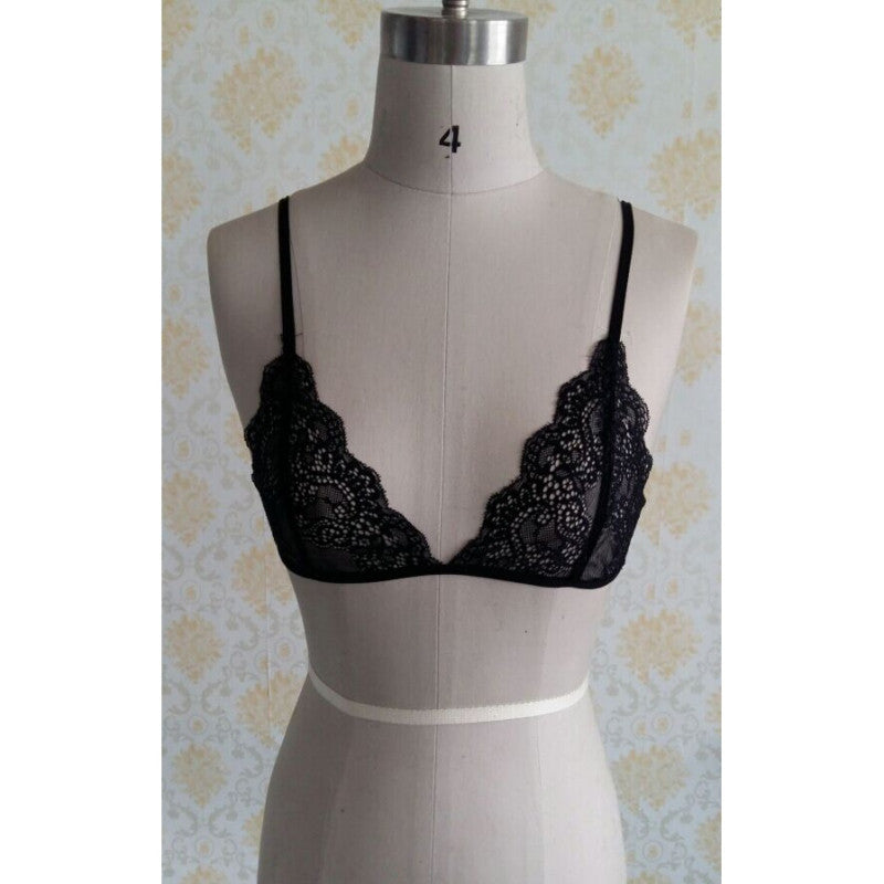 Women Sexy Floral Lace Triangle Bra Bustier Sheer Bralette Unpadded Camis Crop Top Lady Bras Clothes