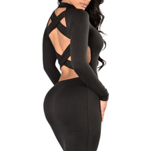 Women Sexy Long Sleeve Bandage Dresses Backless Bodycon Club Party Dress Women's Vestidos De Fiesta M0677