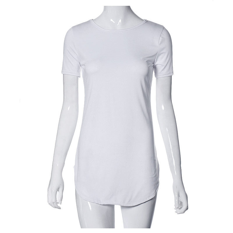 Women Sexy Tops Vestidos Casual Short Sleeve Solid Side Slit T Shirt Party Bodycon Mini Night Club Dresses Plus Size
