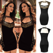 Women Dress Hollow Out Sleeveless Party Dress Sexy Club Mini Dress  Bodycon Dress Vestidos de Festa