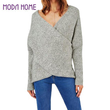 Women Sweaters and Pullovers Korean Cross-Front Batwing Sleeve Pullovers Pull Femme V-neck Loose Knitted Top Sweater