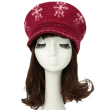 Women Knit Hat Beanie Snowflake Contrast Snow Ski Brim Cap Warm Faux Hat Fur Pompom Woman Bonnet Ladies Cap