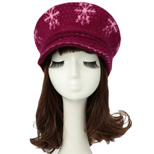 Women Knit Hat Beanie Snowflake Contrast Snow Ski Brim Cap Warm Faux Hat Fur Pompom Woman Bonnet Ladies Cap