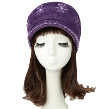 Women Knit Hat Beanie Snowflake Contrast Snow Ski Brim Cap Warm Faux Hat Fur Pompom Woman Bonnet Ladies Cap