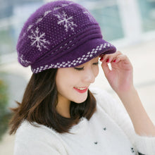 Women Knit Hat Beanie Snowflake Contrast Snow Ski Brim Cap Warm Faux Hat Fur Pompom Woman Bonnet Ladies Cap