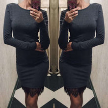 Women casual vestidos de fiesta Elegant lace solid bodycon dress Christmas evening party long sleeve dress