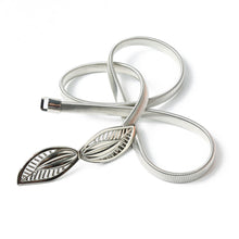 Womens Metal Waist Belt Chain For Dress Leaf Pattern Hollow Out Elastic Slim Elegant Belt Band Gold/Sliver Ceinture Femme