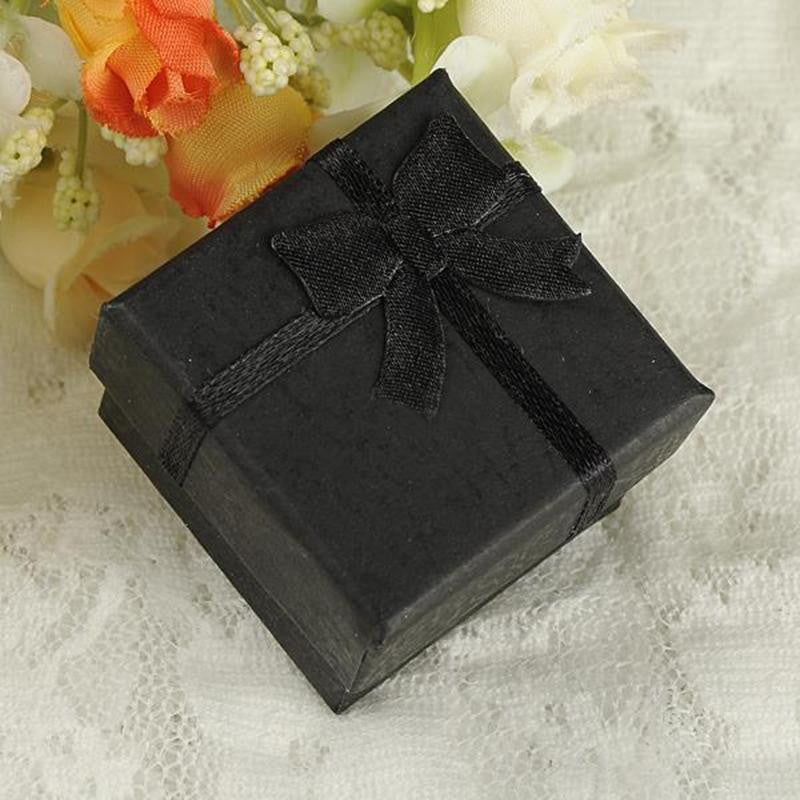 24pcss  Black Square Jewelry Ring Gift Present Cardboard Case Box Display Package Holder