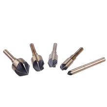 5Pcs 5 Flute High Speed Steel Industrial Chamfering Drill Bit 82 Degree Taper Cutter Countersink Set Tool83359