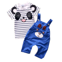 Fashion Baby Boy Girl Clothing Sets Cotton Cartoon Overalls Tops T shirt +Jumpsuits Romper Set Kid Clothes Outfits Suit