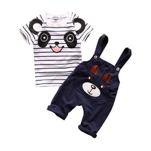 Fashion Baby Boy Girl Clothing Sets Cotton Cartoon Overalls Tops T shirt +Jumpsuits Romper Set Kid Clothes Outfits Suit