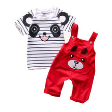 Fashion Baby Boy Girl Clothing Sets Cotton Cartoon Overalls Tops T shirt +Jumpsuits Romper Set Kid Clothes Outfits Suit