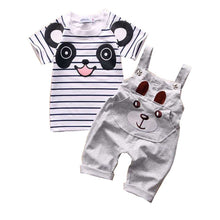 Fashion Baby Boy Girl Clothing Sets Cotton Cartoon Overalls Tops T shirt +Jumpsuits Romper Set Kid Clothes Outfits Suit