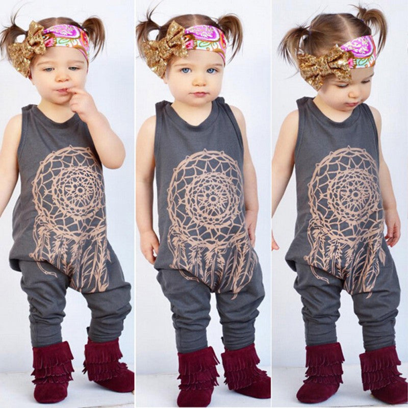 Kids Clothes Cute Toddler Baby Girls Boys Totem Print Romper Jumpsuit Children Outfits
