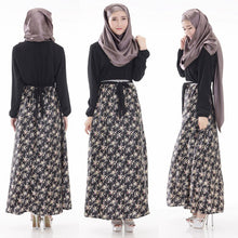 New Women Long Sleeve Full Length Muslim Kaftan Islamic Floral Maxi Dress Arab Jilbab Wear