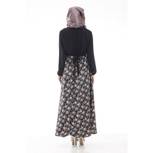 New Women Long Sleeve Full Length Muslim Kaftan Islamic Floral Maxi Dress Arab Jilbab Wear