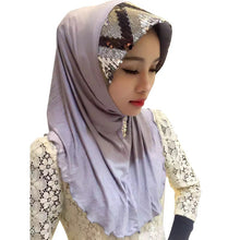 New Women Soft Full Cover Scarf Paillette Embroider Linen Caps Islamic Shawls Hijab Muslim Headwear Y80