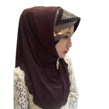 New Women Soft Full Cover Scarf Paillette Embroider Linen Caps Islamic Shawls Hijab Muslim Headwear Y80