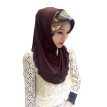 New Women Soft Full Cover Scarf Paillette Embroider Linen Caps Islamic Shawls Hijab Muslim Headwear Y80