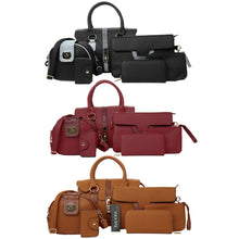 6PCS Women PU Leather Handbag Set Snake Skin Texture Ladies Designer Handbags Sets Zipper Hasp Elegant 6pcs Tote Bag Wallet Set