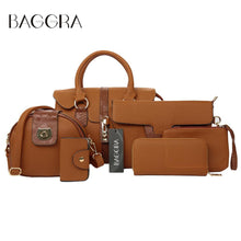 6PCS Women PU Leather Handbag Set Snake Skin Texture Ladies Designer Handbags Sets Zipper Hasp Elegant 6pcs Tote Bag Wallet Set