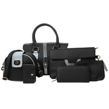 6PCS Women PU Leather Handbag Set Snake Skin Texture Ladies Designer Handbags Sets Zipper Hasp Elegant 6pcs Tote Bag Wallet Set