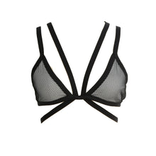 ANSELF Sexy Women Mesh Vest Underwire Push Up 3/4 Cup Cross Strap Brassiere Underwear Special Bustier Crop Top Black Strappy Bra