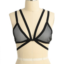 ANSELF Sexy Women Mesh Vest Underwire Push Up 3/4 Cup Cross Strap Brassiere Underwear Special Bustier Crop Top Black Strappy Bra