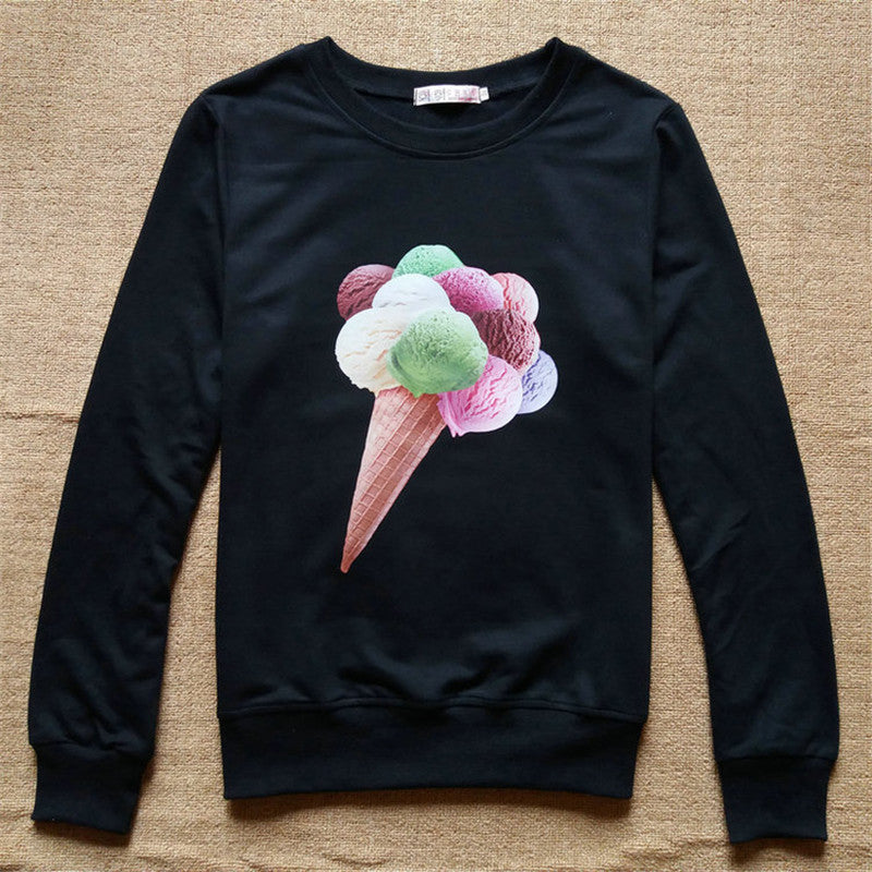 Casual Sweatshirt Women Ice Cream 3D Printed Tracksuits O Neck Long Sleeve Pull Femme Plus Size Tracksuits For Women