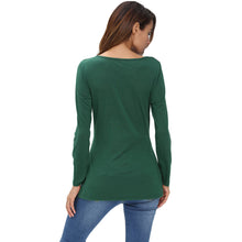 T Shirt Women Solid Deep V-Neck Tees Asymmetrical Hem Long Sleeve Pull Slim Fit Sexy Tops Camisas Femininas