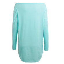 Off The Shoulder Top For Women Sexy Asymmetric Hem T Shirt Woman Blue Loog Sleeve Tee Shirt Femme Ladies Slash Neck Top